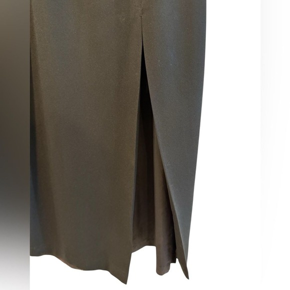 Carole Little Vintage Black Gold Embroidered Beaded Maxi Dress Slit Size 4 - Picture 7 of 9